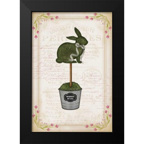 Topiary Bunny Black Modern Wood Framed Art Print by Pugh, Jennifer