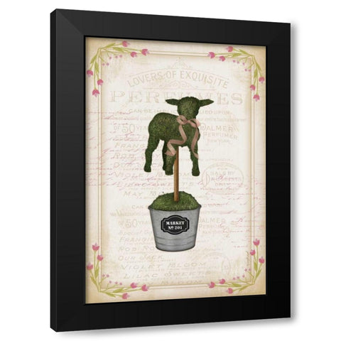 Topiary Lamb Black Modern Wood Framed Art Print by Pugh, Jennifer