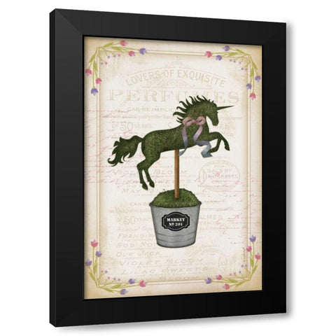 Topiary Unicorn II Black Modern Wood Framed Art Print with Double Matting by Pugh, Jennifer