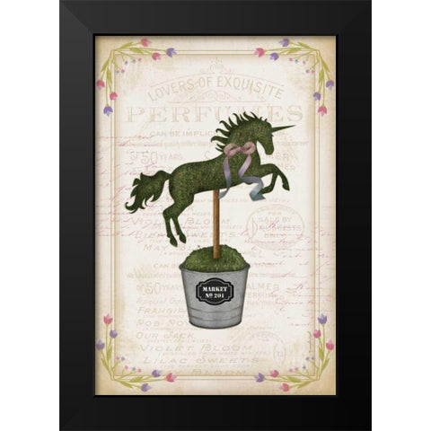 Topiary Unicorn II Black Modern Wood Framed Art Print by Pugh, Jennifer