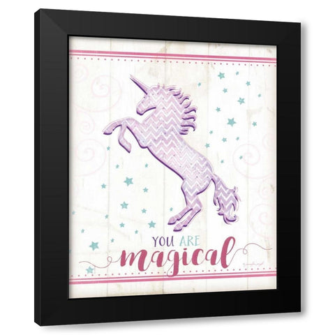 Magical Unicorn Black Modern Wood Framed Art Print with Double Matting by Pugh, Jennifer