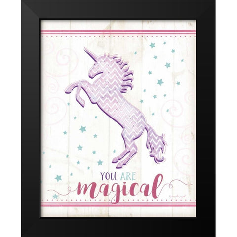 Magical Unicorn Black Modern Wood Framed Art Print by Pugh, Jennifer