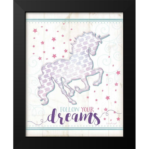 Dreams Unicorn Black Modern Wood Framed Art Print by Pugh, Jennifer