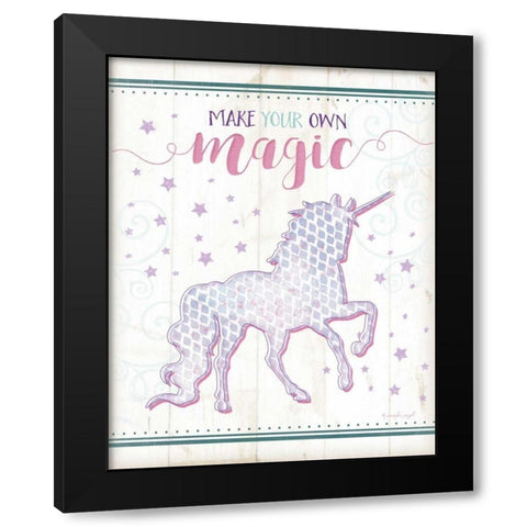 Magic Unicorn Black Modern Wood Framed Art Print with Double Matting by Pugh, Jennifer