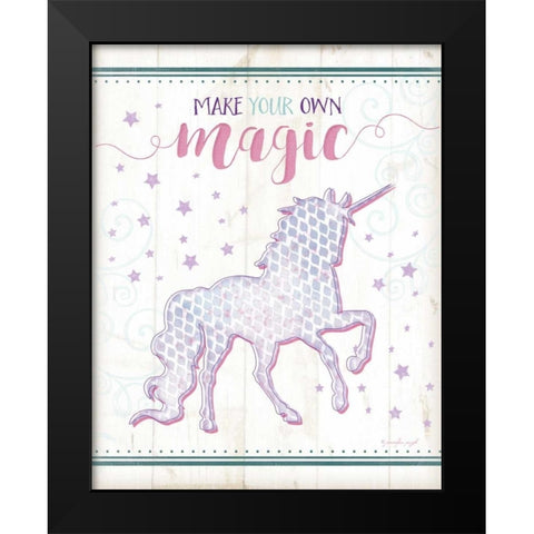 Magic Unicorn Black Modern Wood Framed Art Print by Pugh, Jennifer