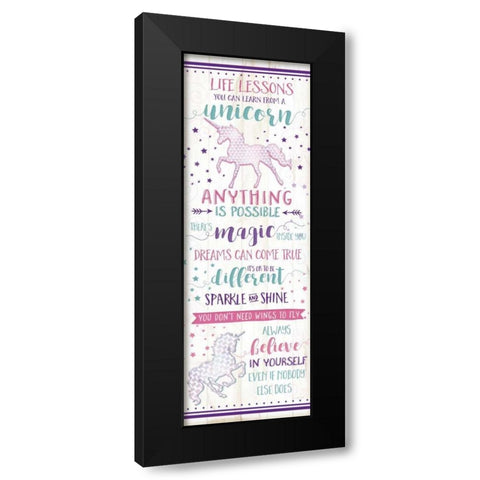 Life Lessons from a Unicorn Black Modern Wood Framed Art Print with Double Matting by Pugh, Jennifer