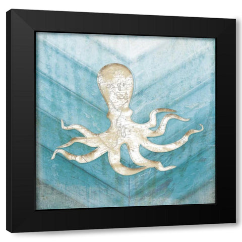 Coastal Octopus Black Modern Wood Framed Art Print with Double Matting by Pugh, Jennifer