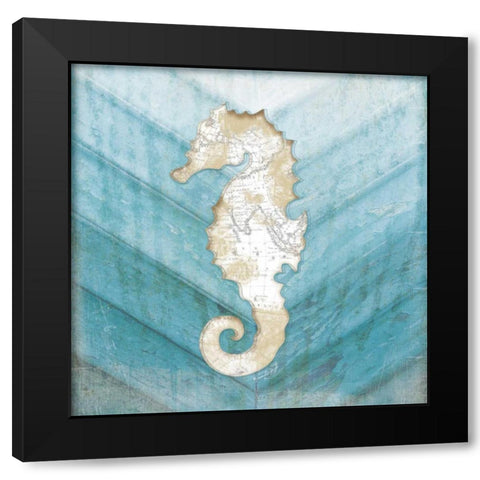 Coastal Seahorse Black Modern Wood Framed Art Print with Double Matting by Pugh, Jennifer