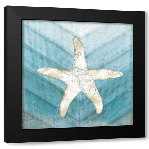 Coastal Starfish Black Modern Wood Framed Art Print with Double Matting by Pugh, Jennifer