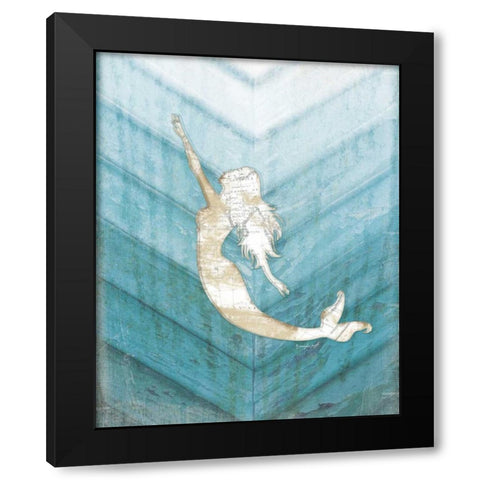 Coastal Mermaid I Black Modern Wood Framed Art Print by Pugh, Jennifer