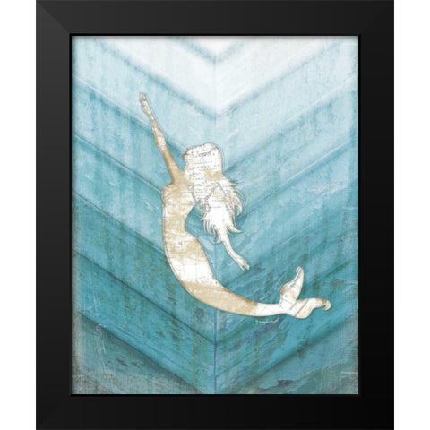 Coastal Mermaid I Black Modern Wood Framed Art Print by Pugh, Jennifer