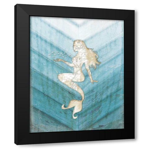 Coastal Mermaid II Black Modern Wood Framed Art Print by Pugh, Jennifer