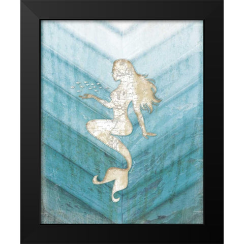 Coastal Mermaid II Black Modern Wood Framed Art Print by Pugh, Jennifer