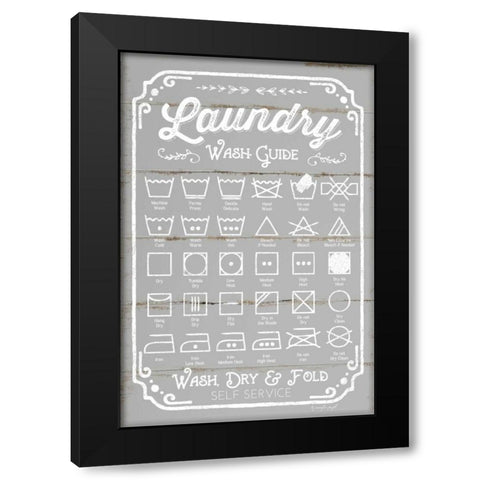 Laundry Wash Guide Black Modern Wood Framed Art Print with Double Matting by Pugh, Jennifer