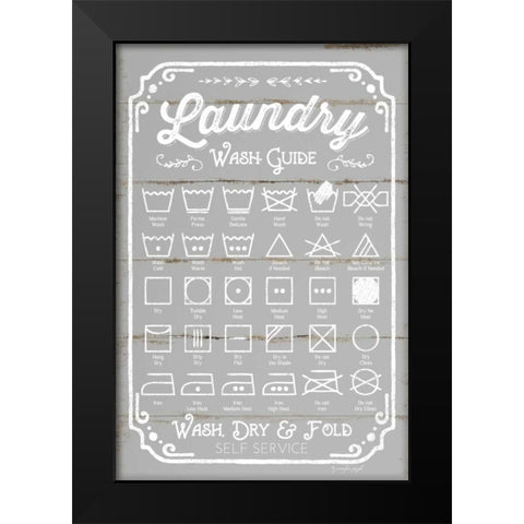 Laundry Wash Guide Black Modern Wood Framed Art Print by Pugh, Jennifer