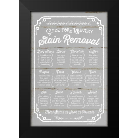 Stain Removal Guide Black Modern Wood Framed Art Print by Pugh, Jennifer