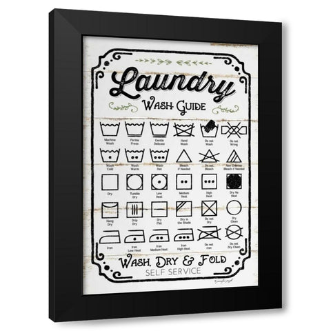 Laundry Wash Guide Black Modern Wood Framed Art Print with Double Matting by Pugh, Jennifer