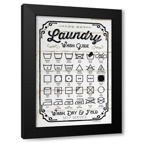 Laundry Wash Guide Black Modern Wood Framed Art Print by Pugh, Jennifer