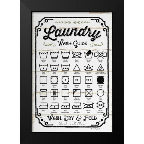 Laundry Wash Guide Black Modern Wood Framed Art Print by Pugh, Jennifer