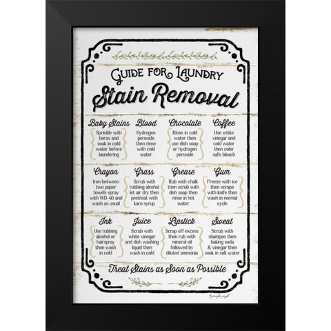 Stain Removal Guide Black Modern Wood Framed Art Print by Pugh, Jennifer