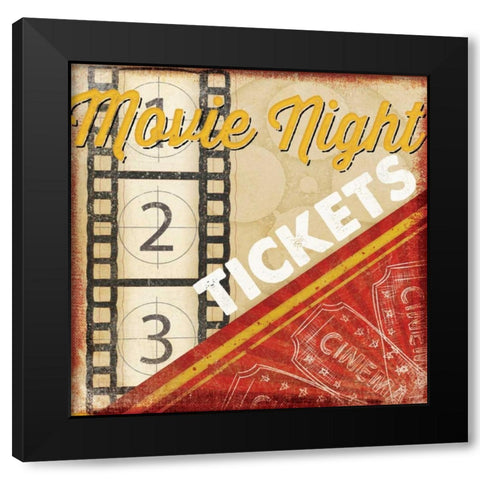 Movie Night Black Modern Wood Framed Art Print with Double Matting by Pugh, Jennifer