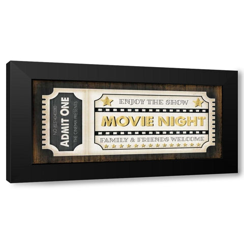 Movie Ticket Black Modern Wood Framed Art Print with Double Matting by Pugh, Jennifer