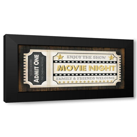 Movie Ticket Black Modern Wood Framed Art Print by Pugh, Jennifer