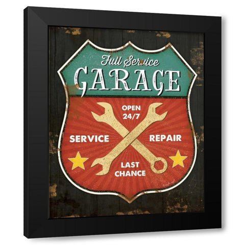 Full Service Garage Black Modern Wood Framed Art Print with Double Matting by Pugh, Jennifer