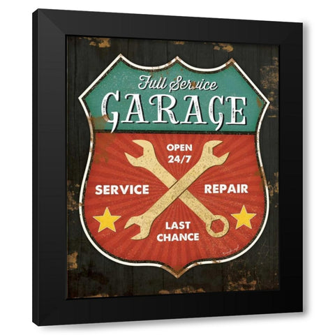 Full Service Garage Black Modern Wood Framed Art Print by Pugh, Jennifer