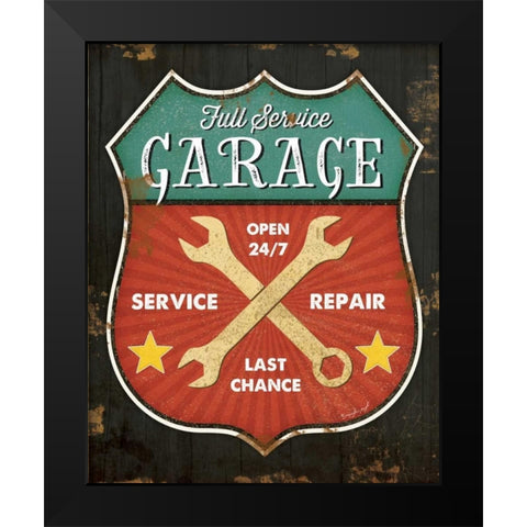 Full Service Garage Black Modern Wood Framed Art Print by Pugh, Jennifer