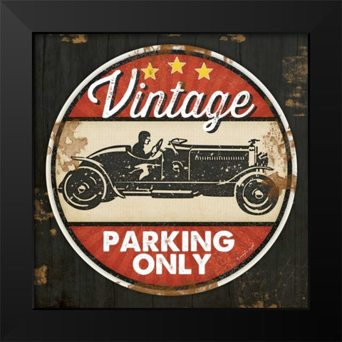 Vintage Parking Black Modern Wood Framed Art Print by Pugh, Jennifer