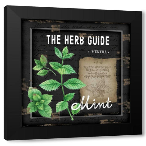 Herb Guide Mint Black Modern Wood Framed Art Print with Double Matting by Pugh, Jennifer