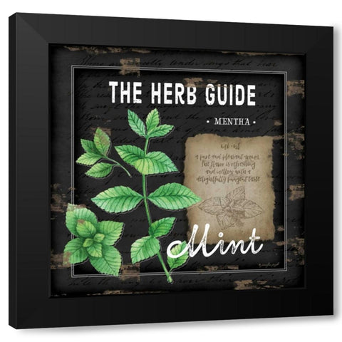 Herb Guide Mint Black Modern Wood Framed Art Print by Pugh, Jennifer