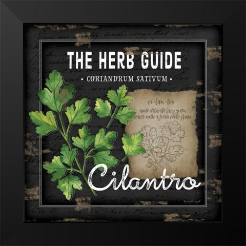 Herb Guide Cilantro Black Modern Wood Framed Art Print by Pugh, Jennifer