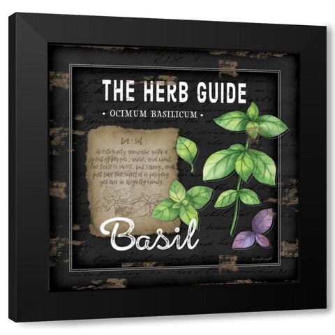 Herb Guide Basil Black Modern Wood Framed Art Print with Double Matting by Pugh, Jennifer