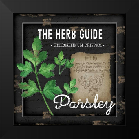 Herb Guide Parsley Black Modern Wood Framed Art Print by Pugh, Jennifer