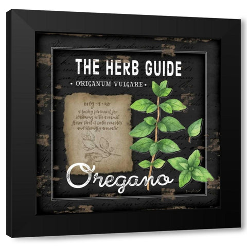 Herb Guide Oregano Black Modern Wood Framed Art Print by Pugh, Jennifer