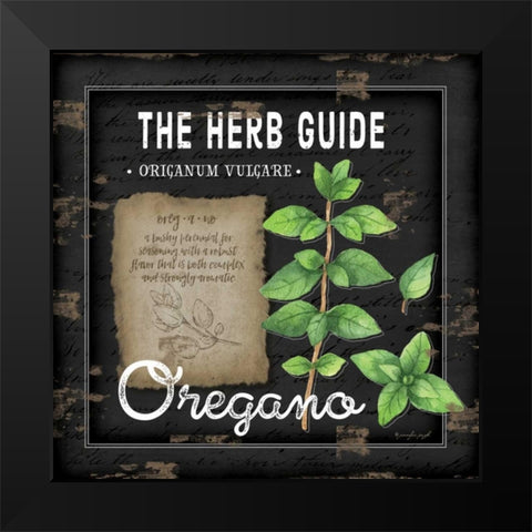 Herb Guide Oregano Black Modern Wood Framed Art Print by Pugh, Jennifer