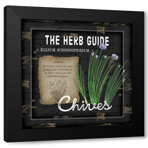 Herb Guide Chives Black Modern Wood Framed Art Print by Pugh, Jennifer