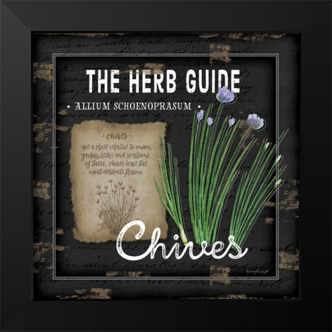 Herb Guide Chives Black Modern Wood Framed Art Print by Pugh, Jennifer