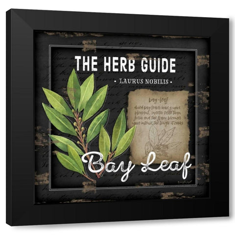 Herb Guide Bay Leaf Black Modern Wood Framed Art Print with Double Matting by Pugh, Jennifer