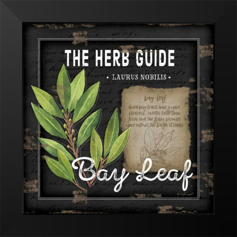 Herb Guide Bay Leaf Black Modern Wood Framed Art Print by Pugh, Jennifer