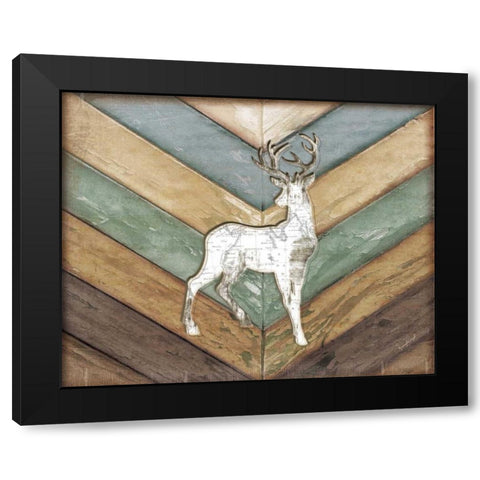 Lodge Deer Black Modern Wood Framed Art Print with Double Matting by Pugh, Jennifer