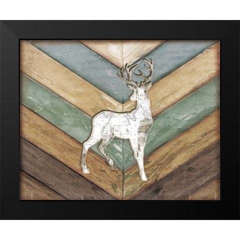 Lodge Deer Black Modern Wood Framed Art Print by Pugh, Jennifer