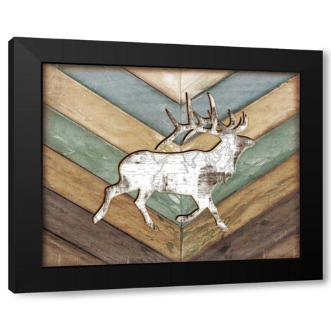 Lodge Elk Black Modern Wood Framed Art Print with Double Matting by Pugh, Jennifer