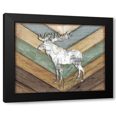 Lodge Moose Black Modern Wood Framed Art Print with Double Matting by Pugh, Jennifer