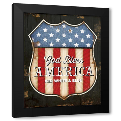 God Bless America Black Modern Wood Framed Art Print by Pugh, Jennifer