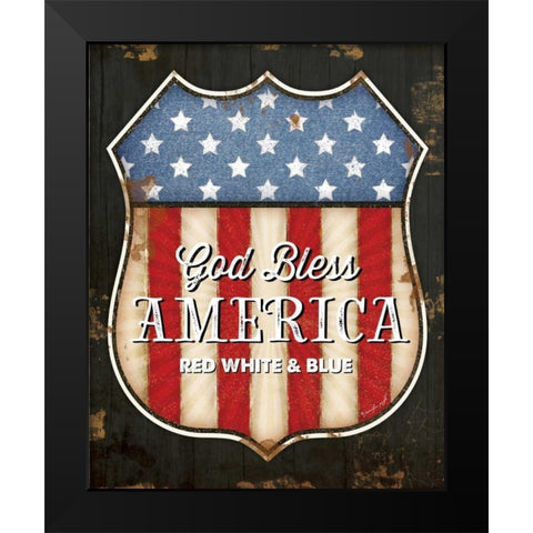 God Bless America Black Modern Wood Framed Art Print by Pugh, Jennifer