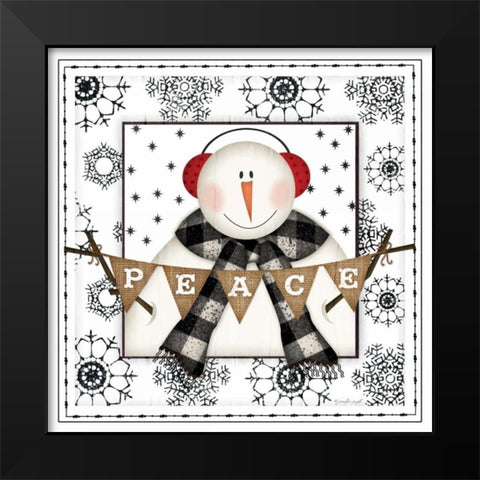 Snowman Snowflake III Black Modern Wood Framed Art Print by Pugh, Jennifer