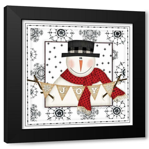 Snowman Snowflake IV Black Modern Wood Framed Art Print with Double Matting by Pugh, Jennifer